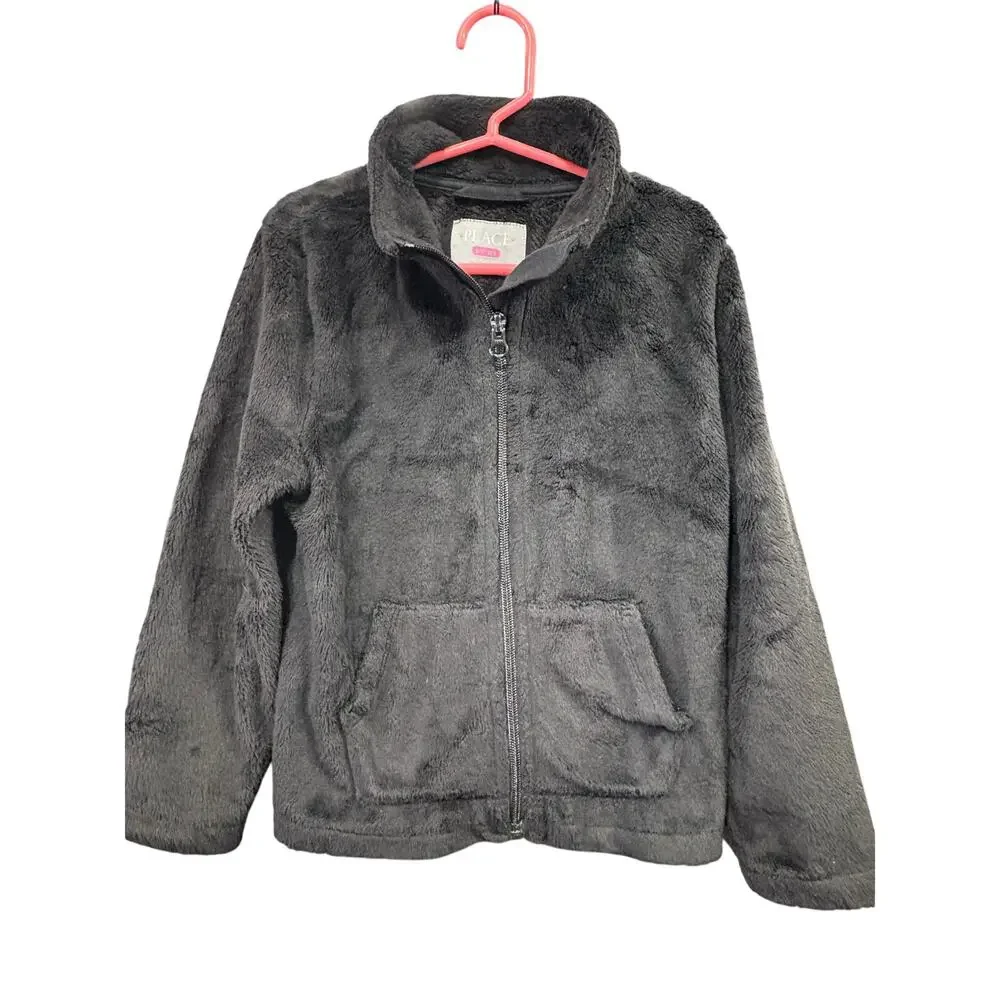 Black Fuzzy Jacket - The Children's Place - S (5/6)
